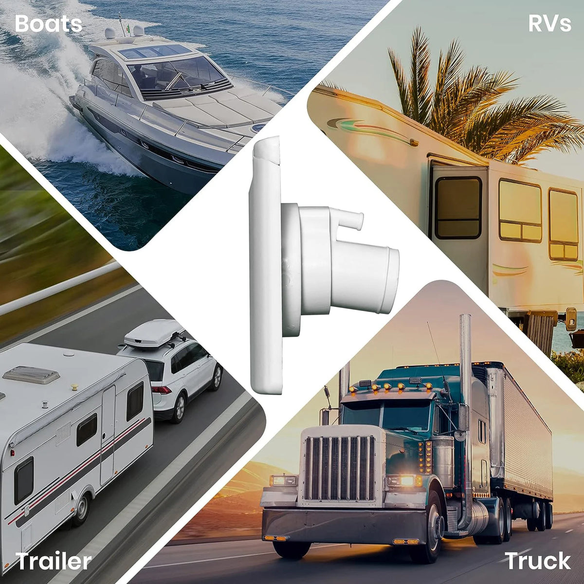 HWHongRV Abs RV Water Inlet With Cover Magnetic Bayonet Cap