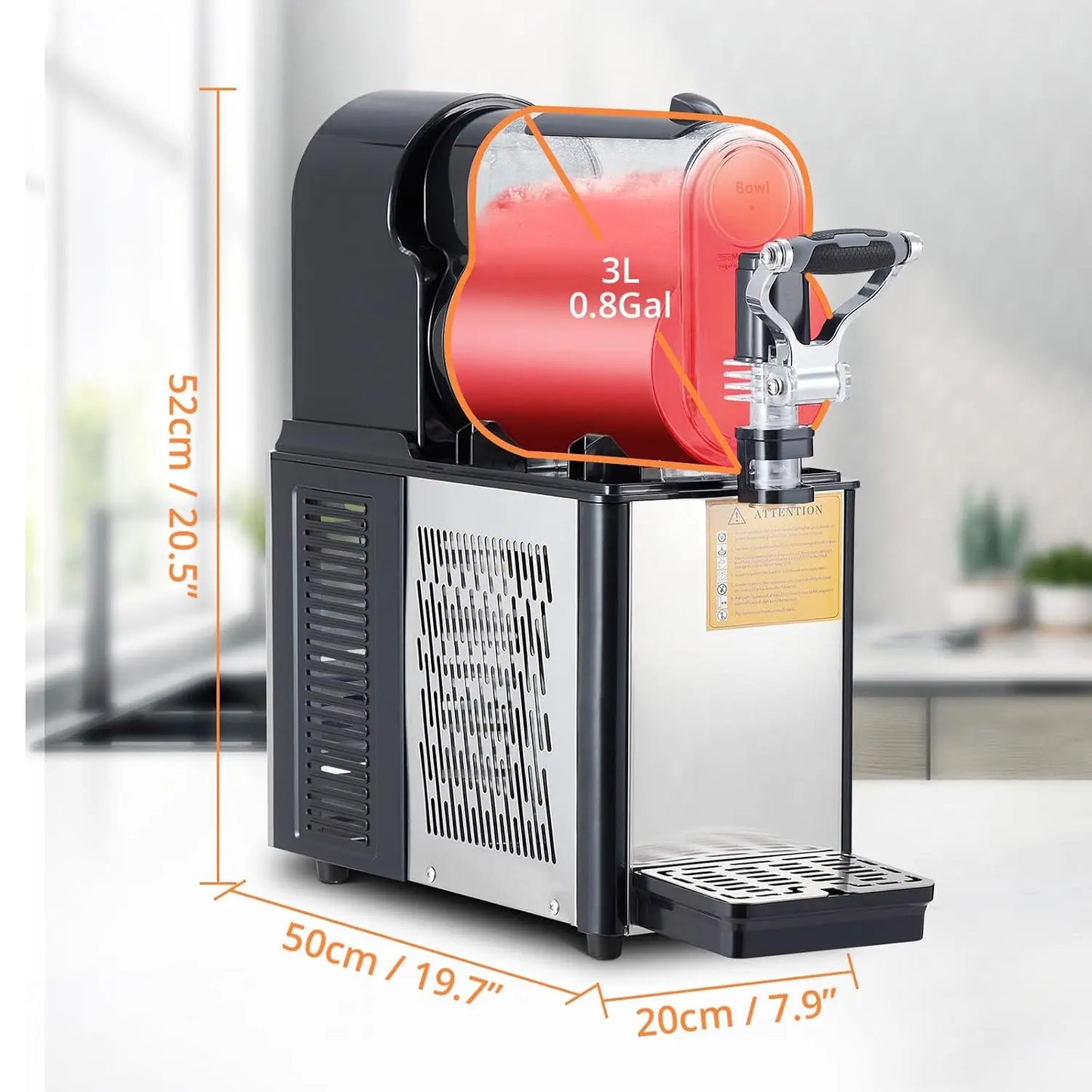 3L Commercial Slushie Machine – 300W Stainless Steel Frozen Drink Maker, Self-Cleaning, for Margaritas, Smoothies & Cocktails, Ideal for Home & Small Business Use, Black