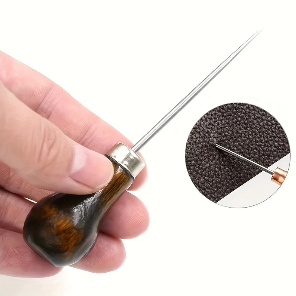 Solid Steel Gourd Awl For Leather Crafting And Shoe Repair