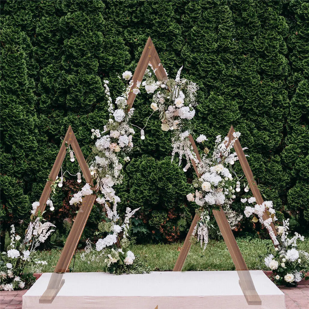 Wooden Rustic Triangle Wedding Arch Backdrop Frame Garden Ceremony Decor