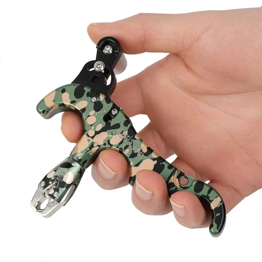 Compound Bow 4 Finger Release Aids Aluminum Alloy 360° Rotatable Jaws Left Right Hand Compatible Adjustable Trigger Archery Shooting Accessories