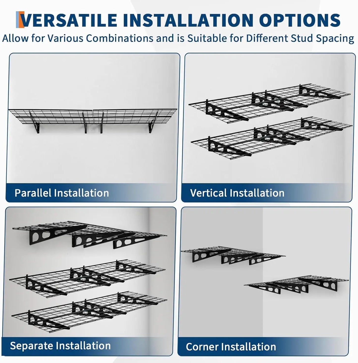 Hismiss Wall Mount Garage Shelving Heavy Duty Metal Storage Rack