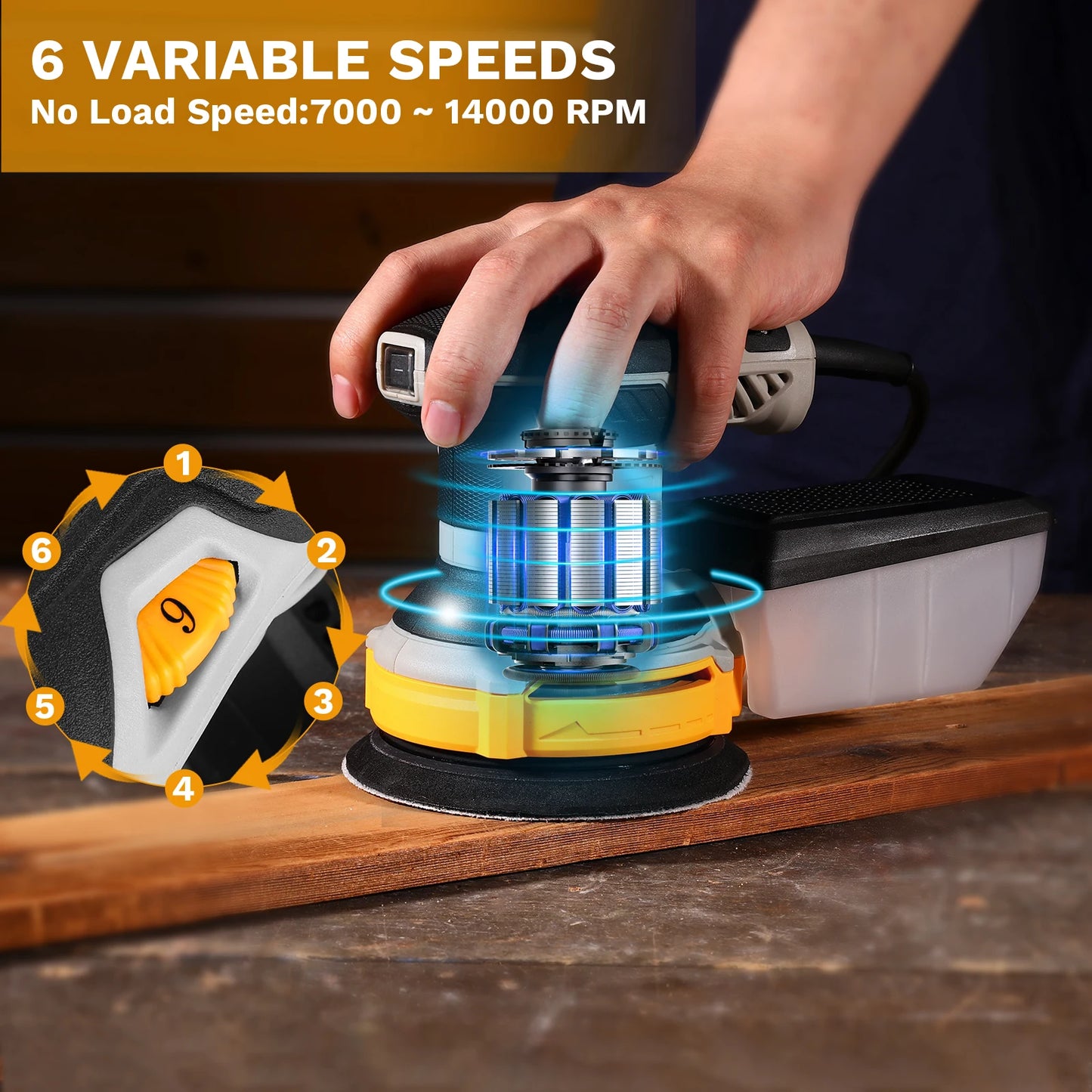 DEKO 300W Random Orbital Sander With Dust Collection