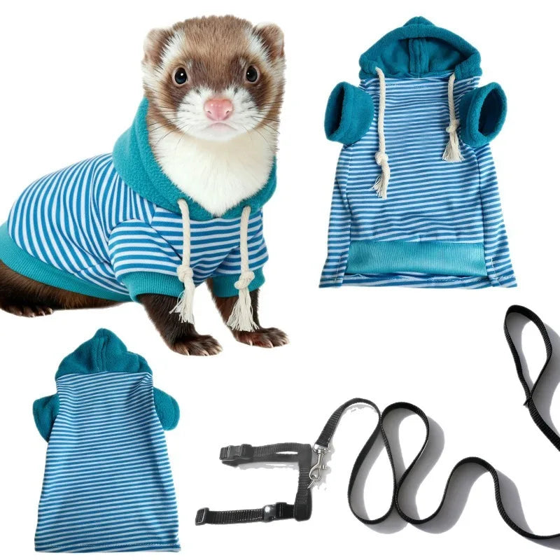 Soft Ferret Hooded Walking Outfit With Built In Leash Hole