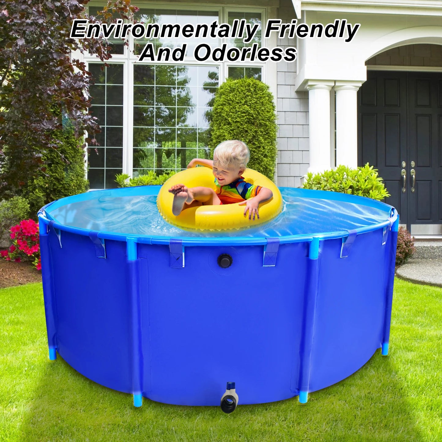 Portable Foldable PVC Fish Pond With Metal Frame Stand