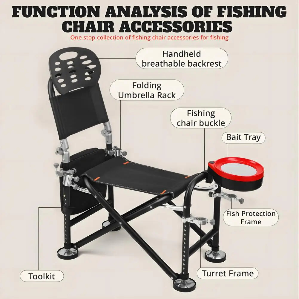 Adjustable Folding Fishing Chair With Backrest And Rod Holder