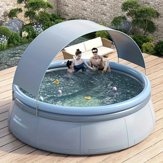 Outdoor Inflatable Swimming Pool Large Foldable Frame Pools for Family Thickened Wear-Resistant Outdoor Party Non-Inflatable Water Games 141 in*29.9in