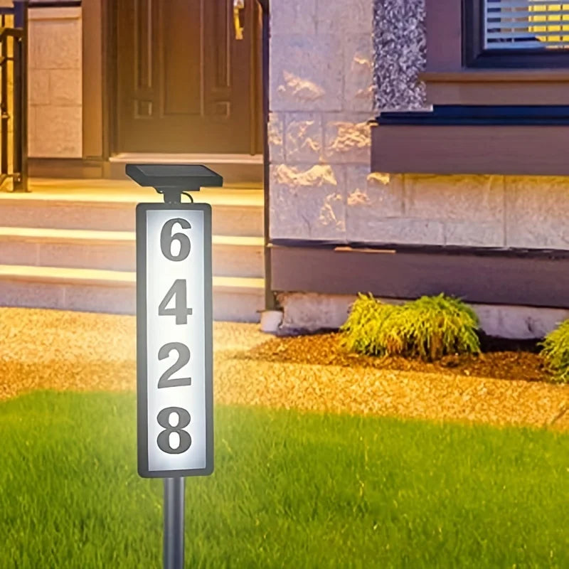 Solar Powered Outdoor Address Sign Ground Insert Lawn Light