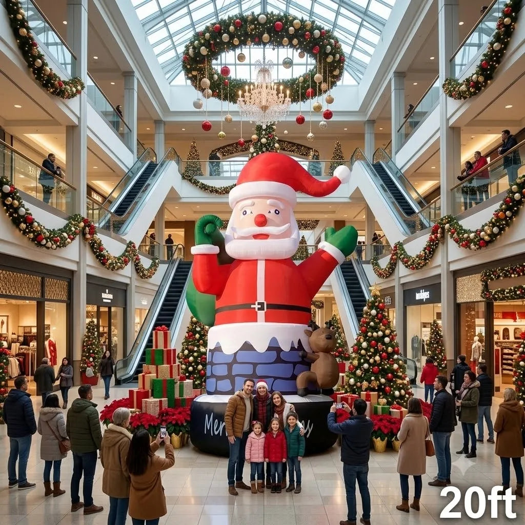 Inflatable Christmas Chimney Santa Claus Outdoor Holiday Decoration