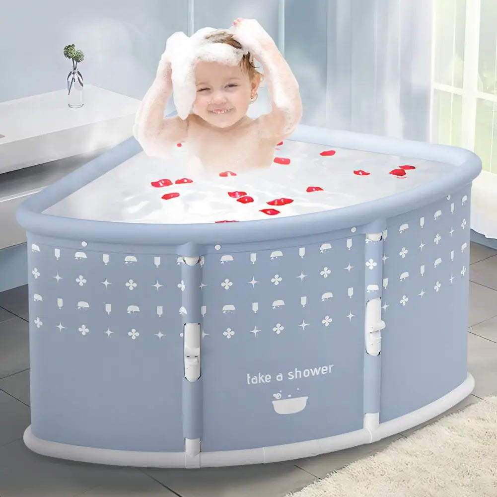Fan Shaped Portable Foldable Bathtub With Ergonomic Seat Cushion