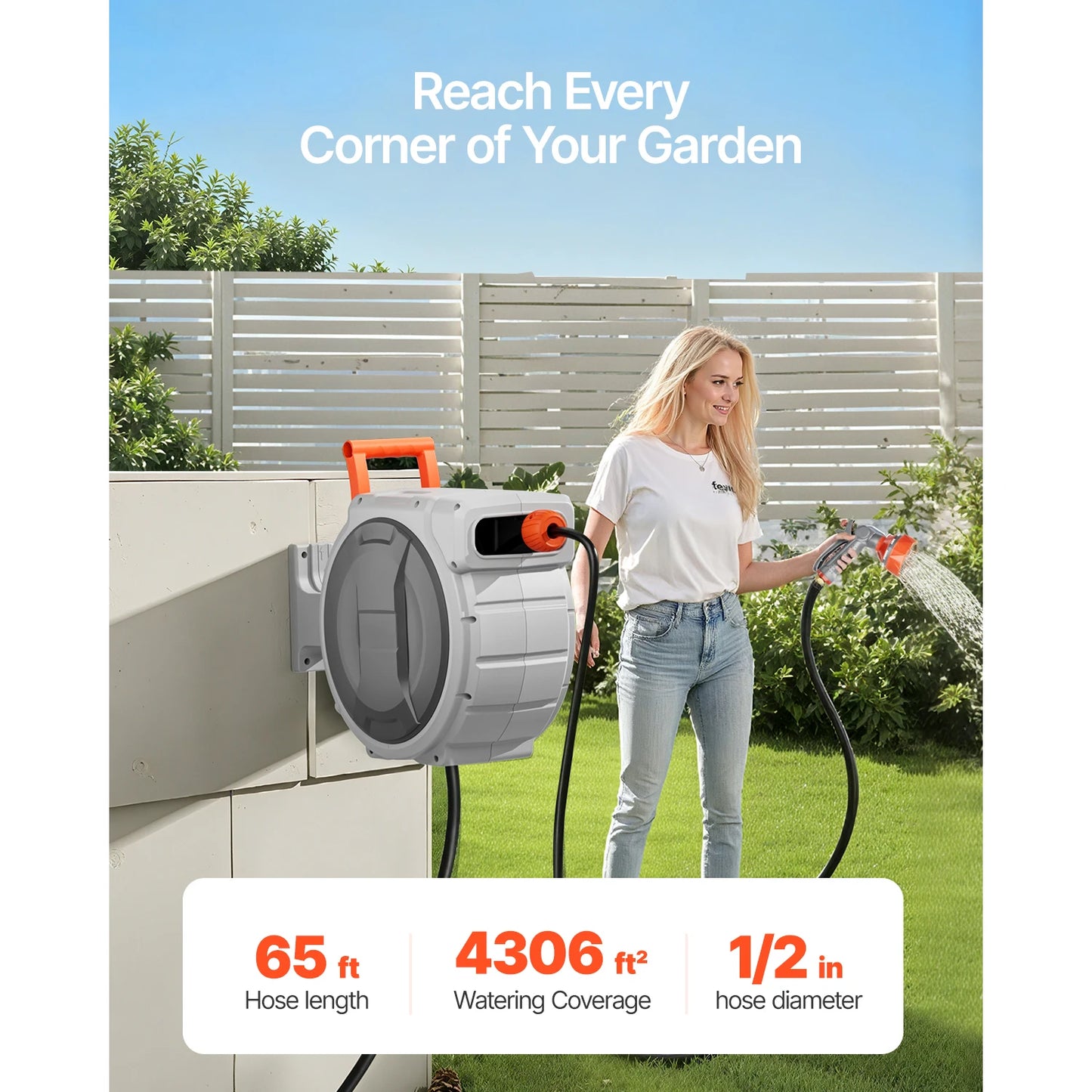 SucceBuy Heavy Duty Retractable Garden Hose Reel With Swivel Bracket