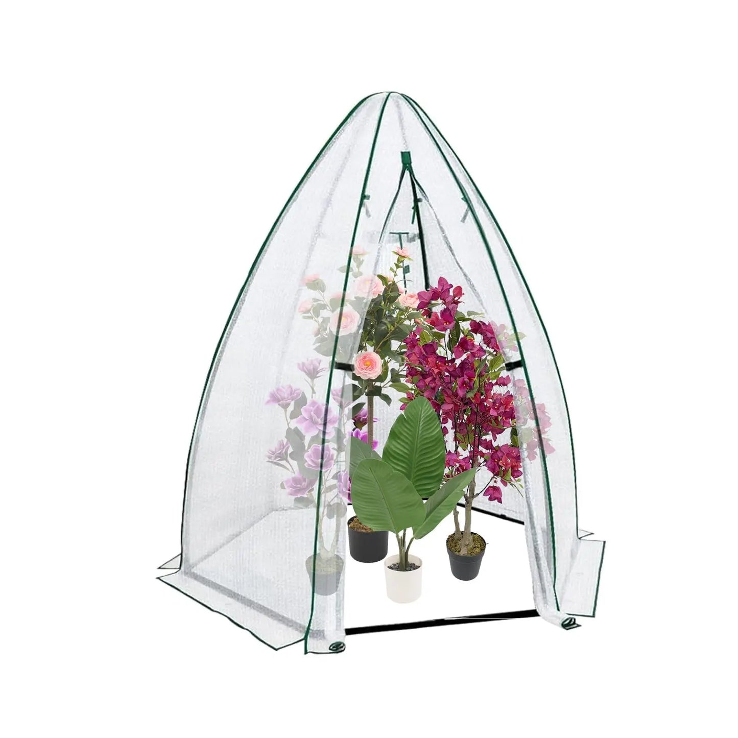 54x54x71 Mini Hexagonal Greenhouse Portable Walk-in Greenhouse With PE Cover Roll-Up Door Mesh Window For Garden Patio