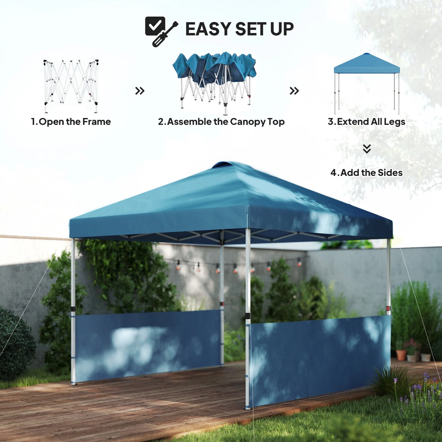 Outsunny Pop Up Canopy Tent With Two Heavy Duty Half Sidewalls