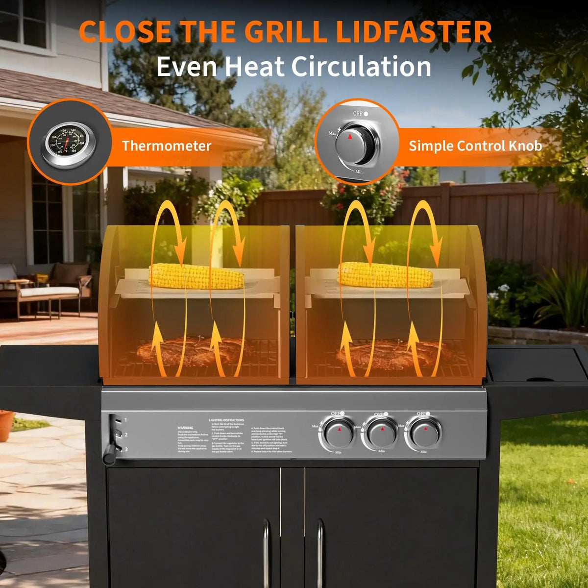Convertible Propane Gas Griddle With Hood And Removable Cart