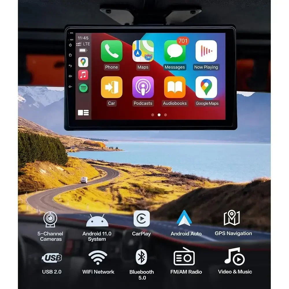 5-Channel 1080P Backup Camera Dash Cam with 10.2'' Monitor,DVR Recording Back Up Camera for RV/Truck/Van/Trailer/SUV Cars, Andro
