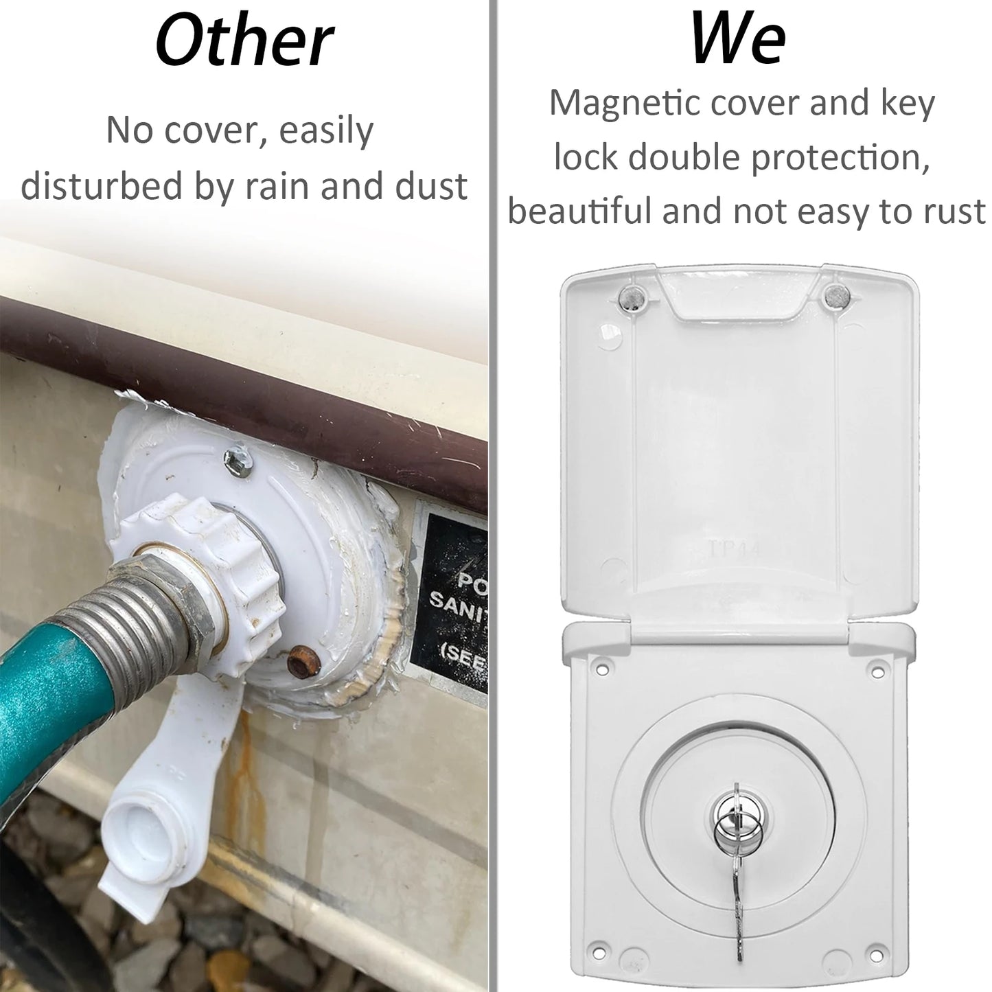 HWHongRV Abs RV Water Inlet With Cover Magnetic Bayonet Cap