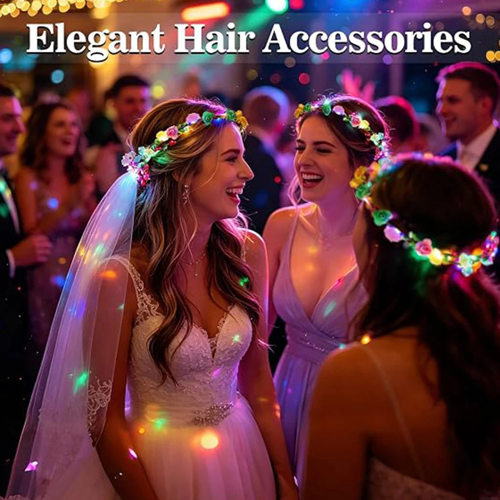 LED Glow Flower Headband And Floral Wreath Hair Accessories