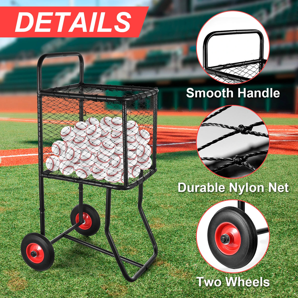 Durable Rolling Baseball Softball Storage Cart With Wheels