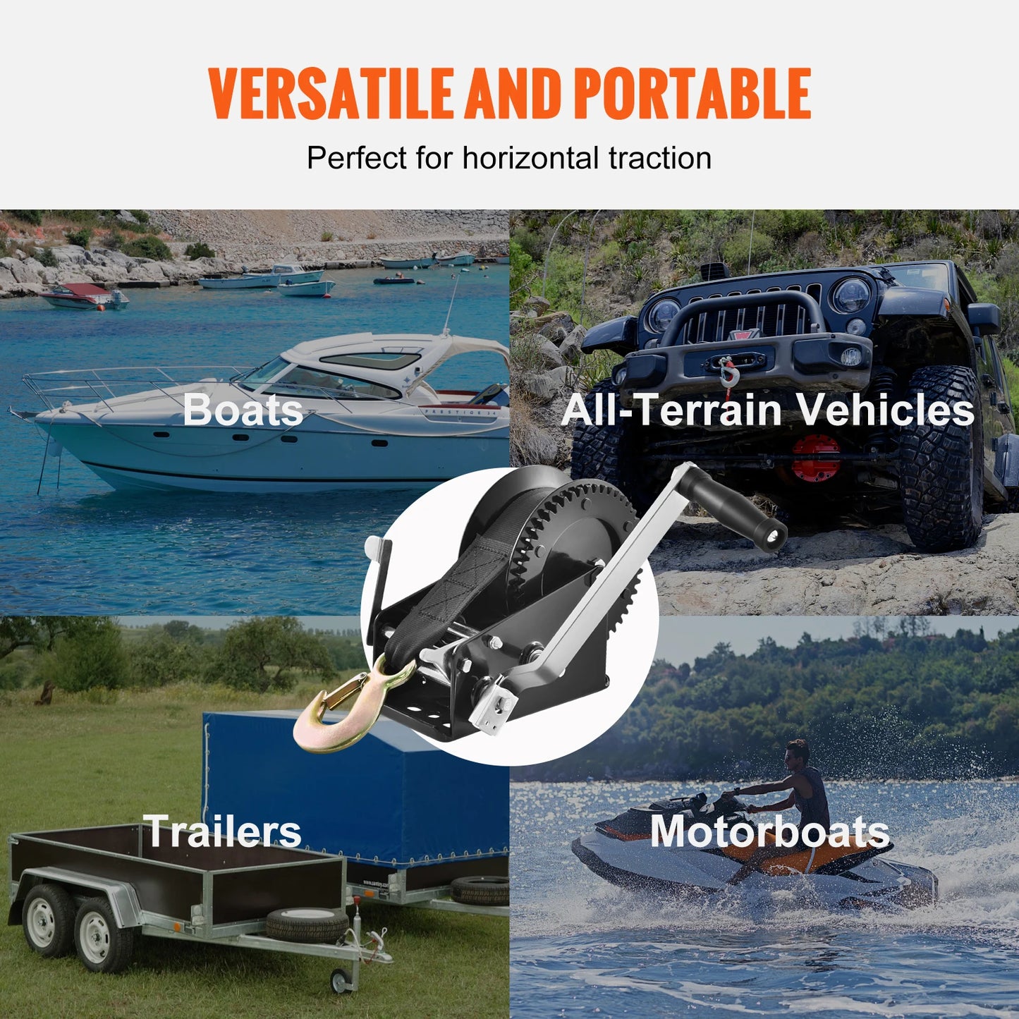 Succebuy Heavy Duty Manual Boat Trailer Winch With Ratchet Strap