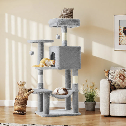 JHK Four Tier Cat Tree Featuring Sisal Posts And Hammock