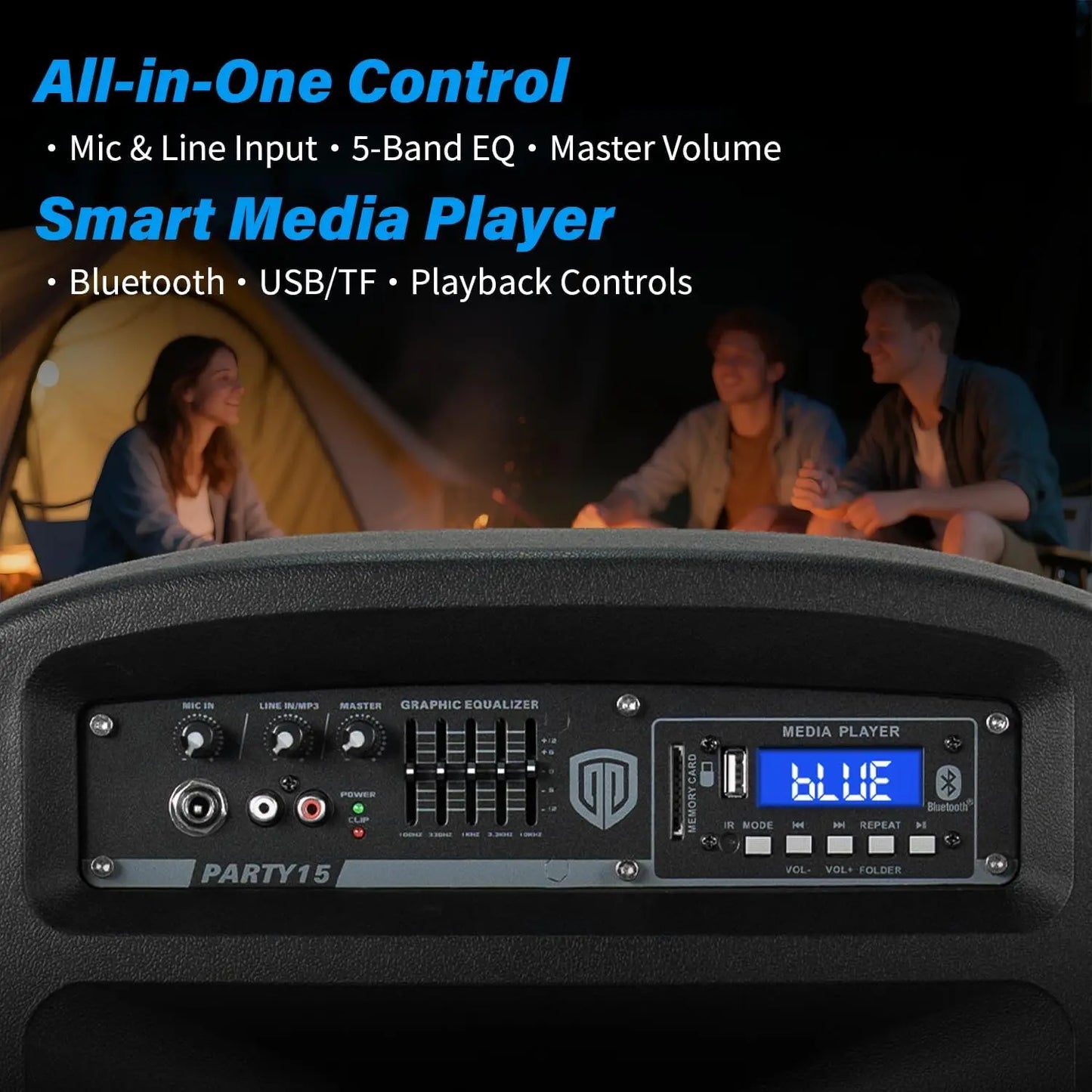 Proreck Powered PA Speaker System Bluetooth FM Remote Control