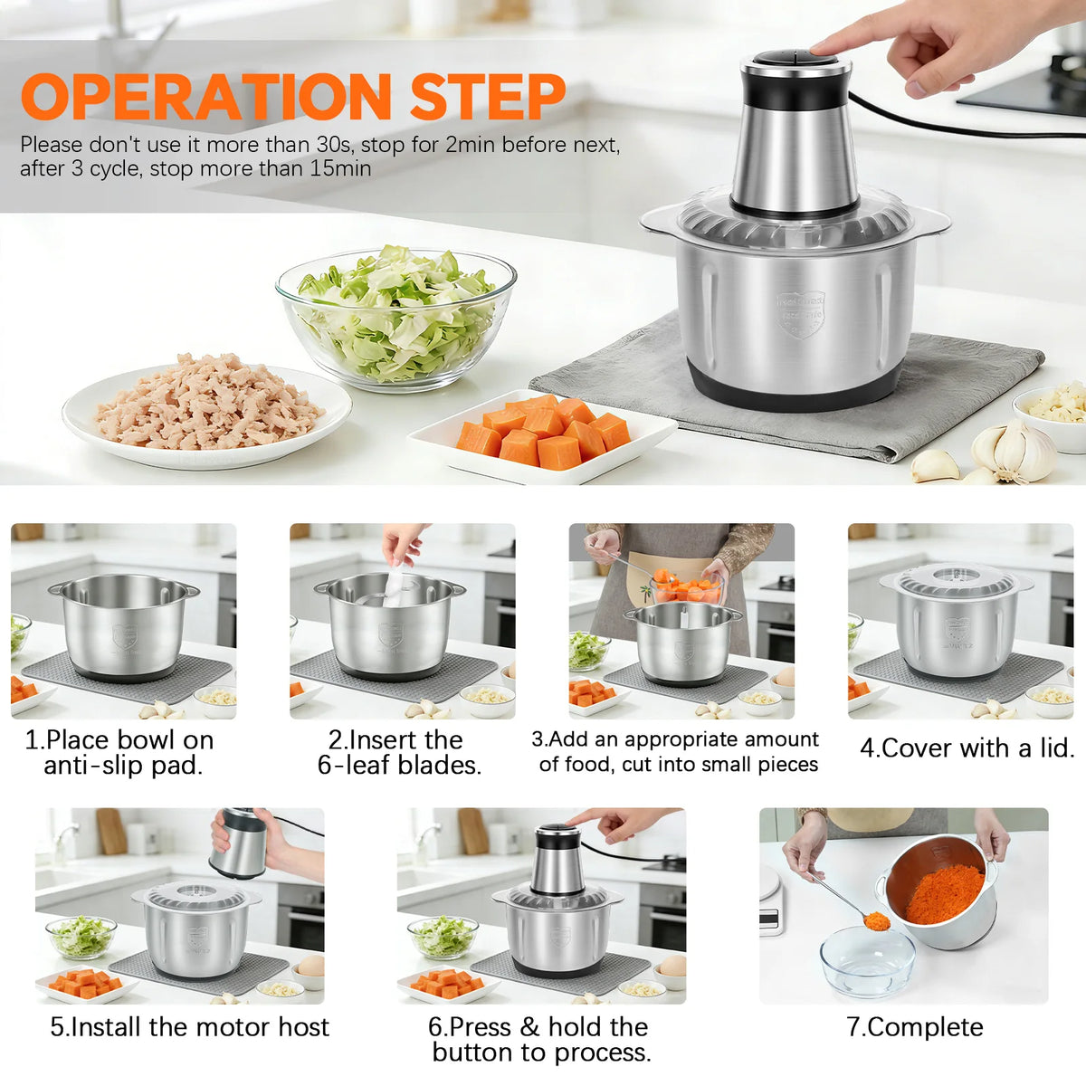 Lalayuan Electric Meat Grinder Kitchen Vegetable Chopper