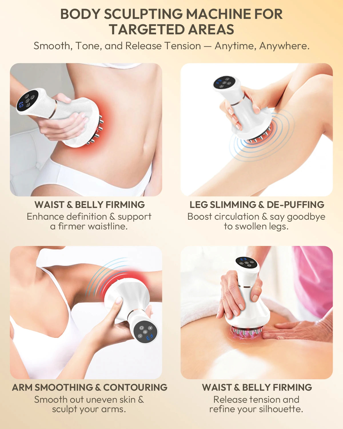 Lymphatic Drainage Massager And Heat Vibration Body Sculpting Tool