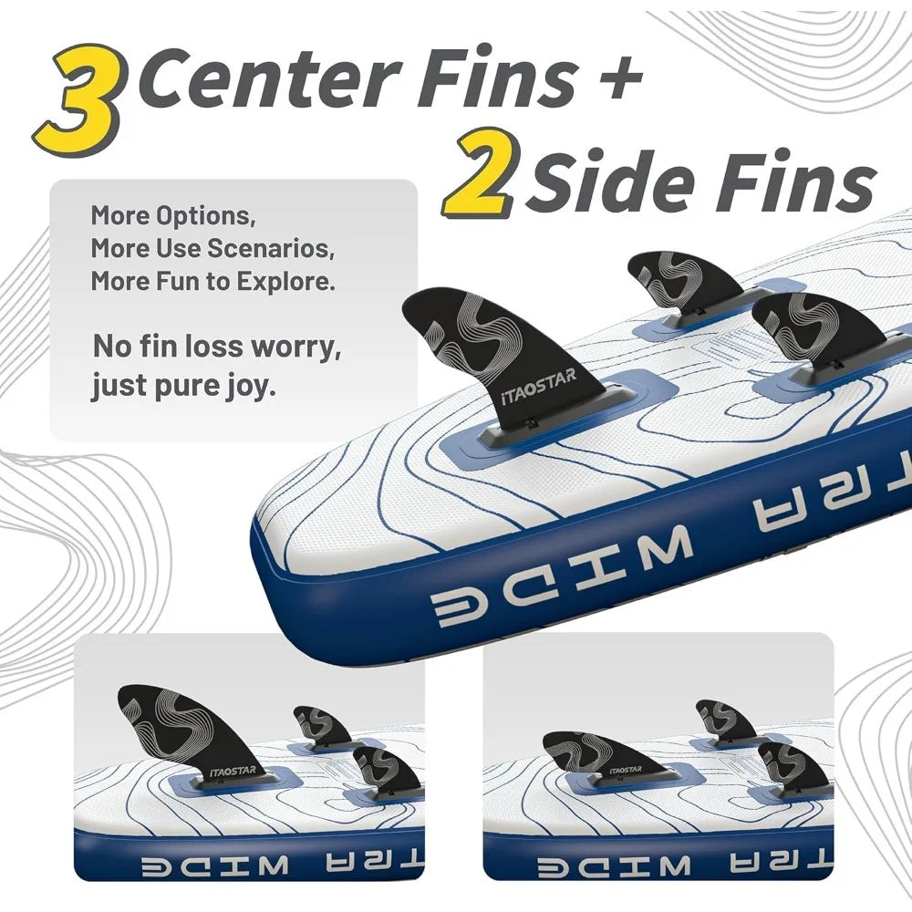 Extra Wide Inflatable Stand Up Paddle Board With Five Fins