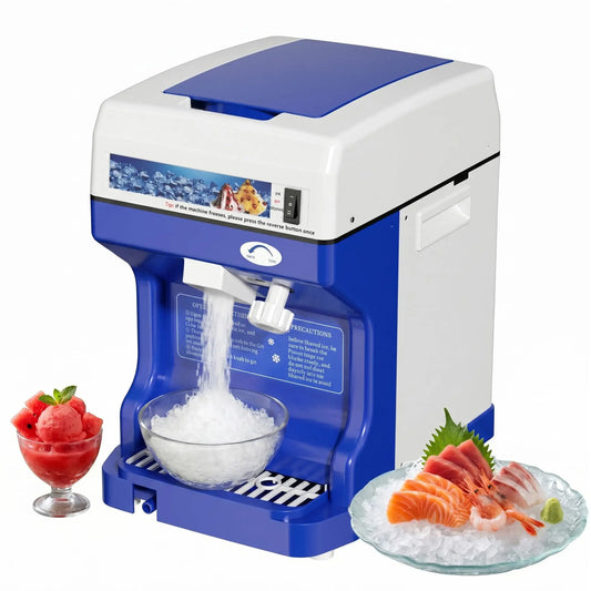 Commercial Shaved Ice Maker, 300 Lbs/Hr Electric Ice Shaver Machine with 8L Large Hopper, 1500RPM Stainless Steel Snow Cone Maker & Ice Crusher, Adjustable Ice Texture for Home & Business