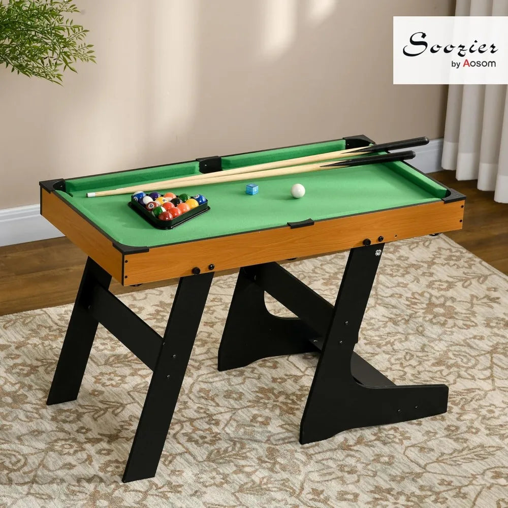 Soozier 38" Foldable Billiards Tabletop Game, Pool Table Set, Fun for The Whole Family with Easy Folding for Storage