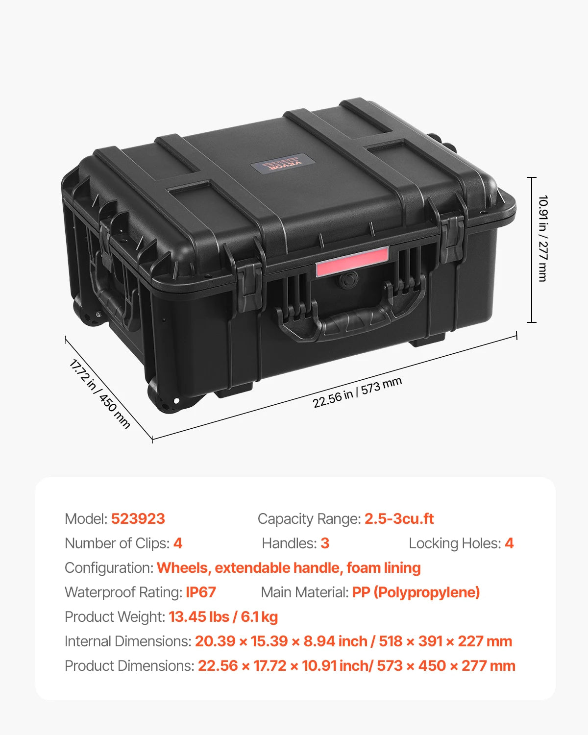 SucceBuy IP67 Waterproof Hard Case With Protective Foam Inserts
