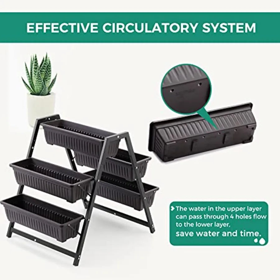 Raised Garden Planter Bed Tiered Planter Stand with 5 Boxes 25" Long*30" Wide*31" Tall Vertical Raised Garden Bed for Herbs Flo