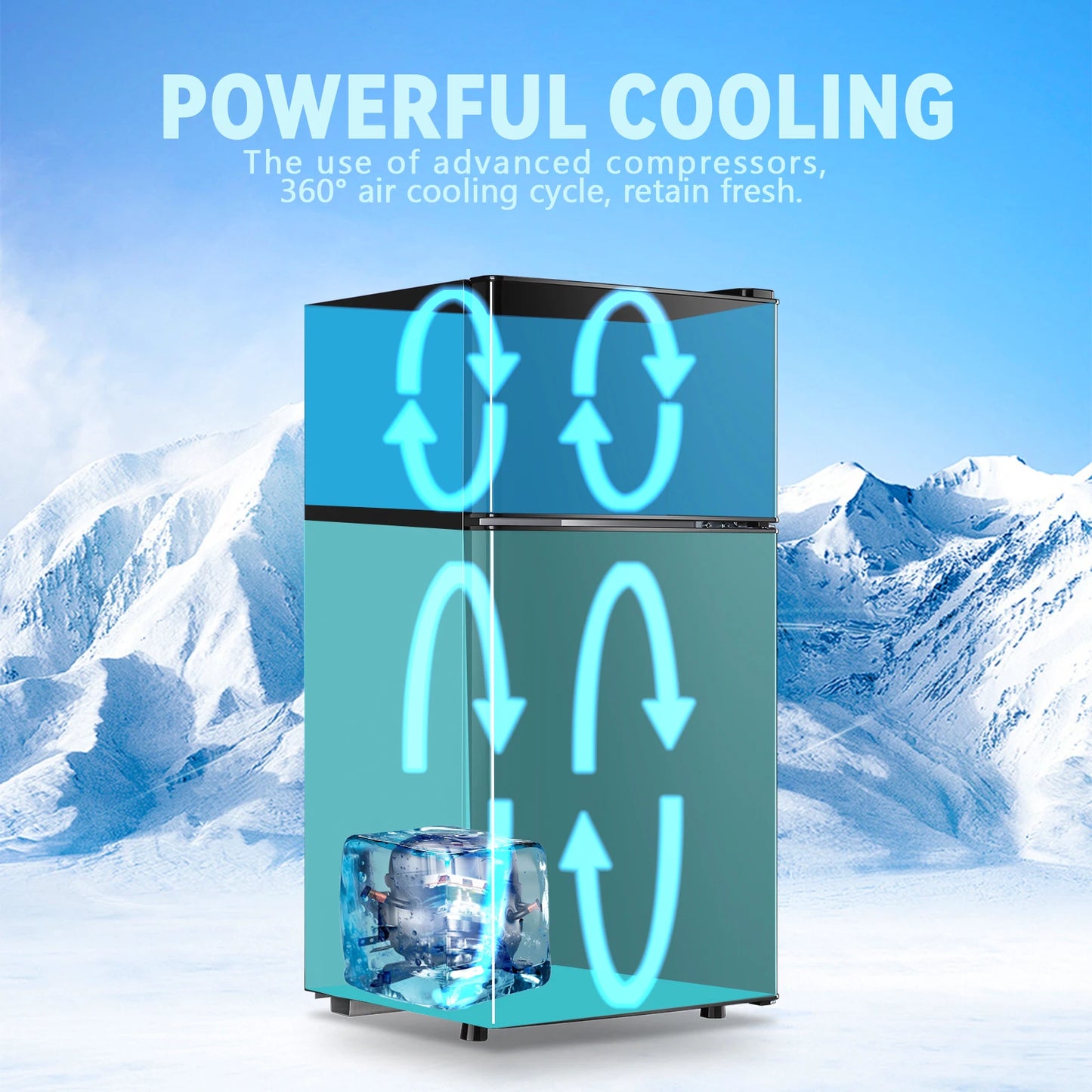 Wanai Compact Two Door Top Freezer Mini Refrigerator