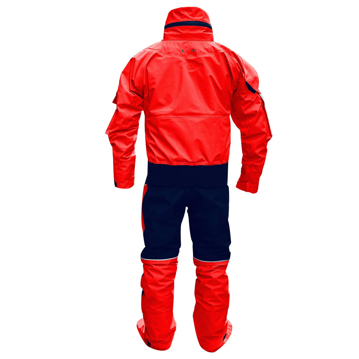 Men Red Kayaking Drysuit, Waterproof Breathable Full Body Dry Suit Cross Shoulder Zipper with Integrated Sock Feet, for Whitewater Rafting Canoeing Cold Water Paddling