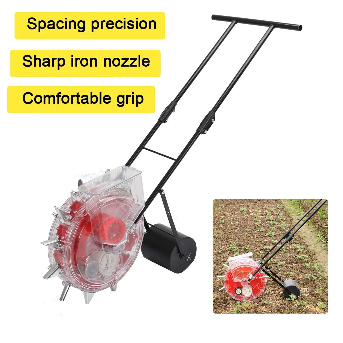 Hand Push Drum Seeder Fertilizer Applicator Multifunctional Crop Planter