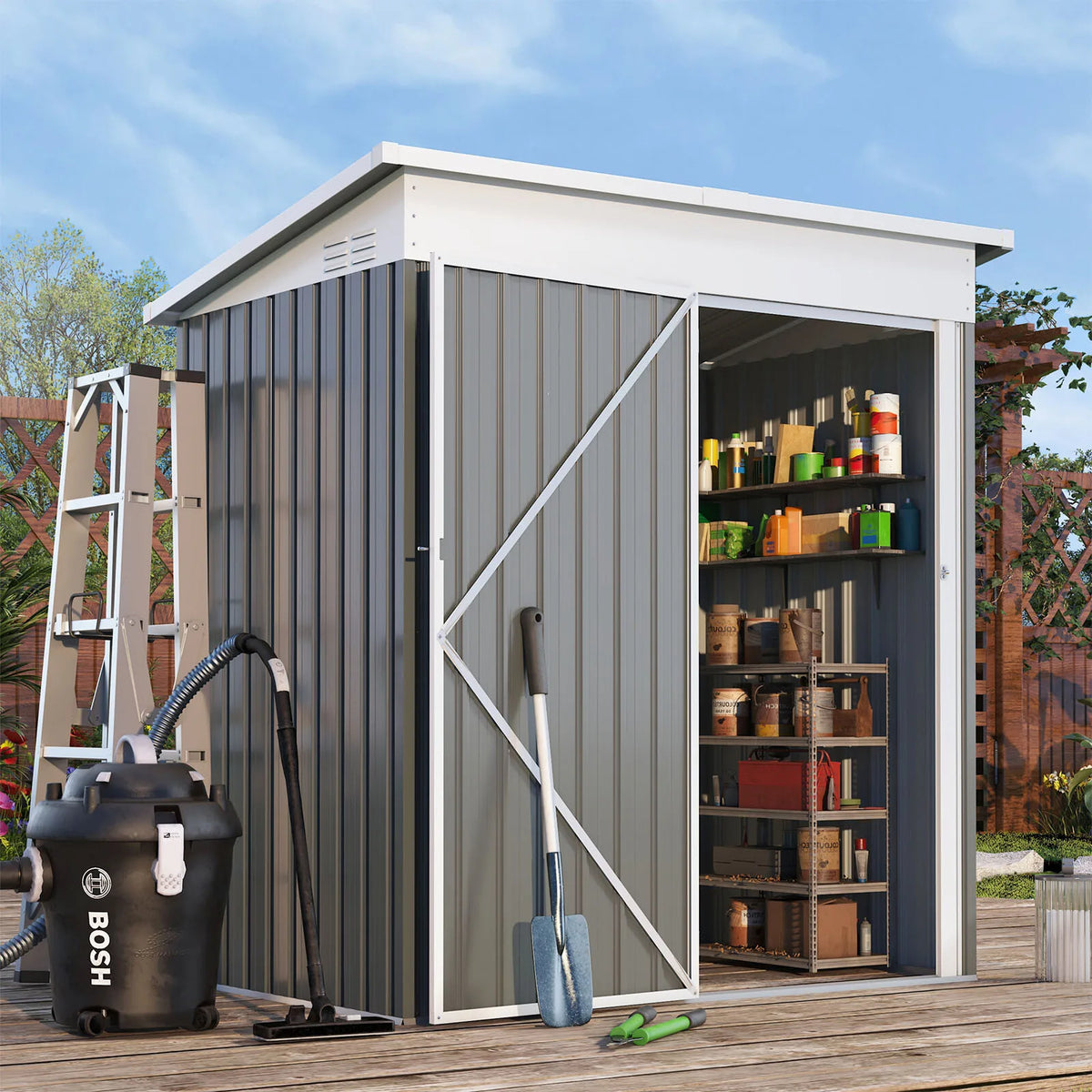 Outdoor Plastic Storage Shed With Lockable Door For Yard Patio