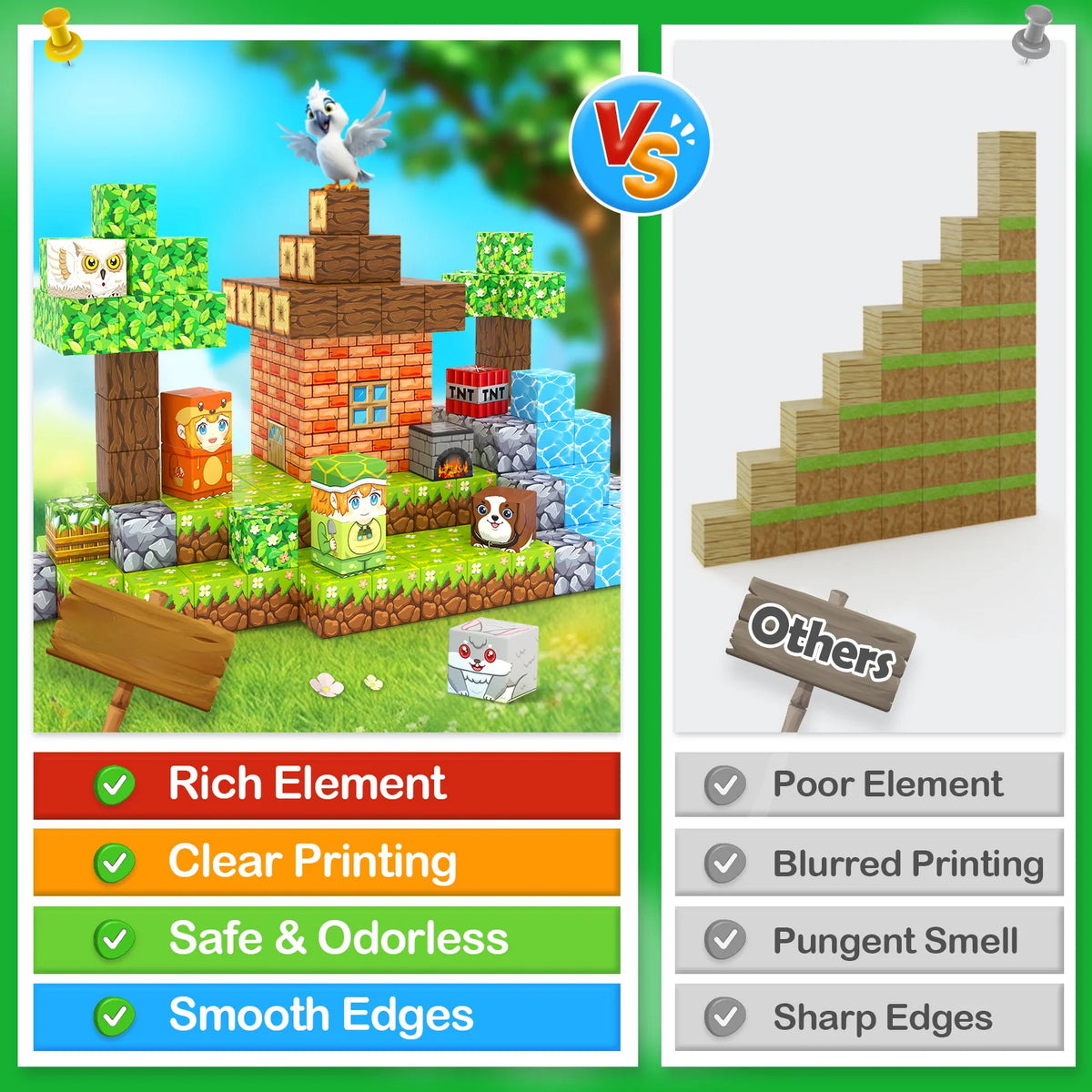 Coodoo Magnetic Building Blocks 100 Pieces STEM Construction Set