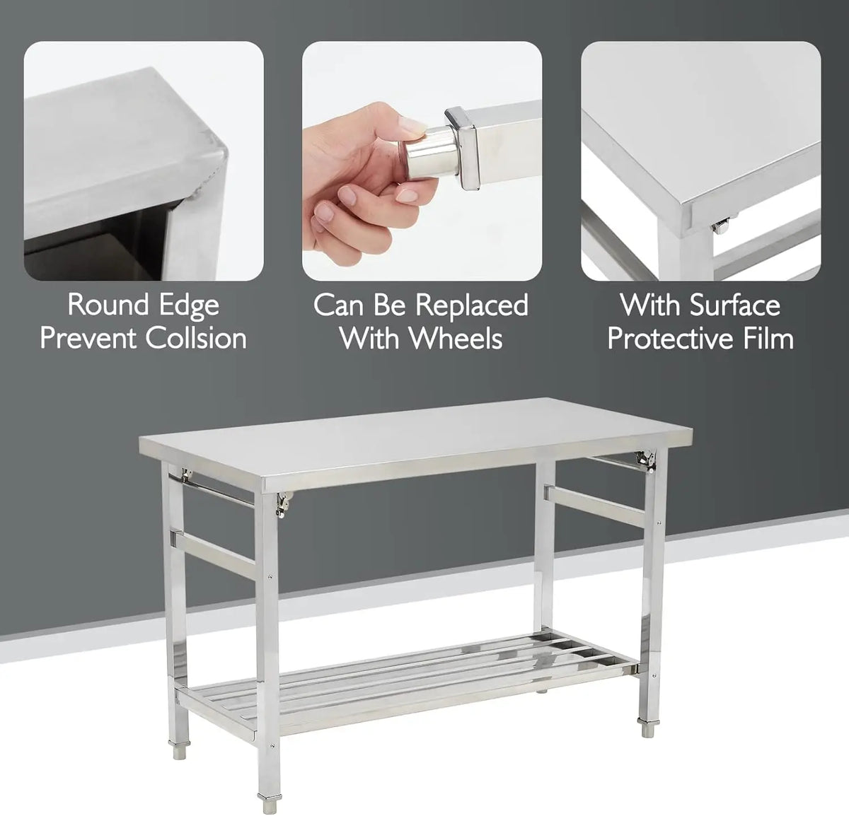 Commercial NSF Certified Stainless Steel Prep Table With Undershelf