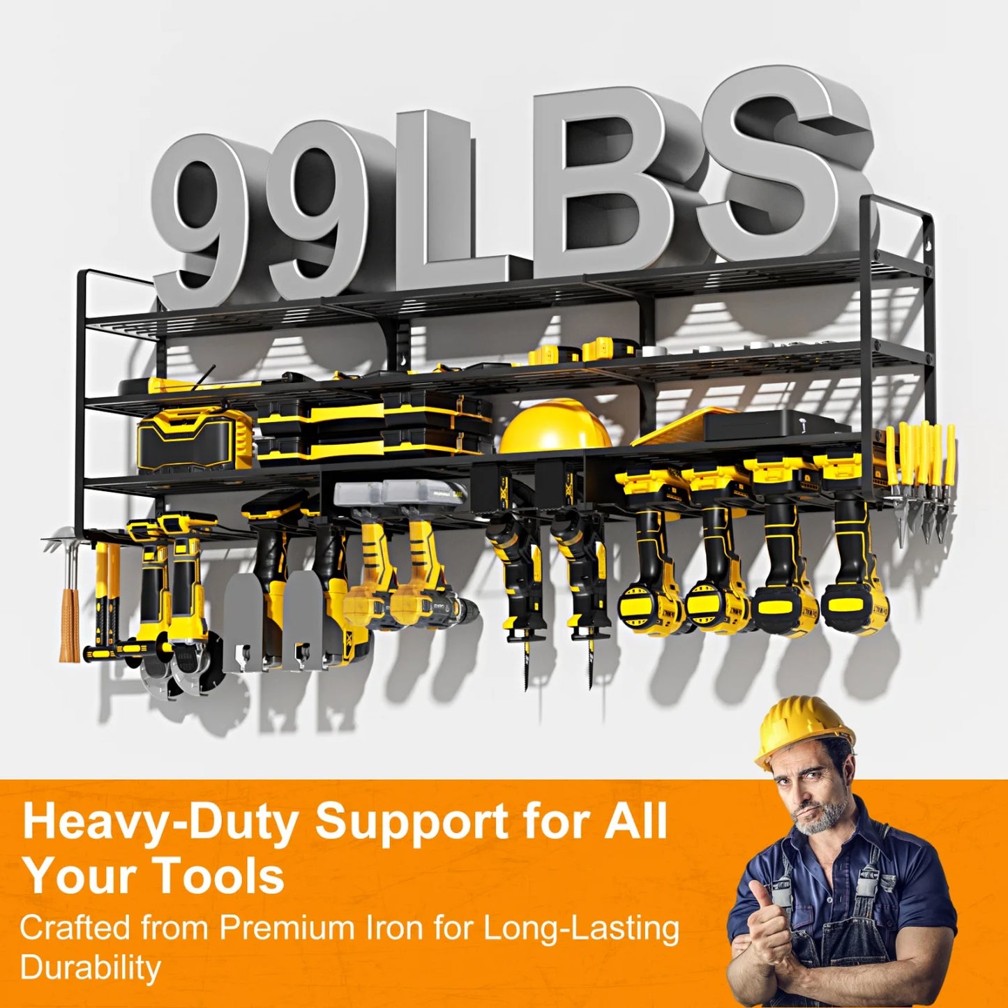 Heavy Duty Metal Wall Mounted Power Tool Drill Organizer Rack