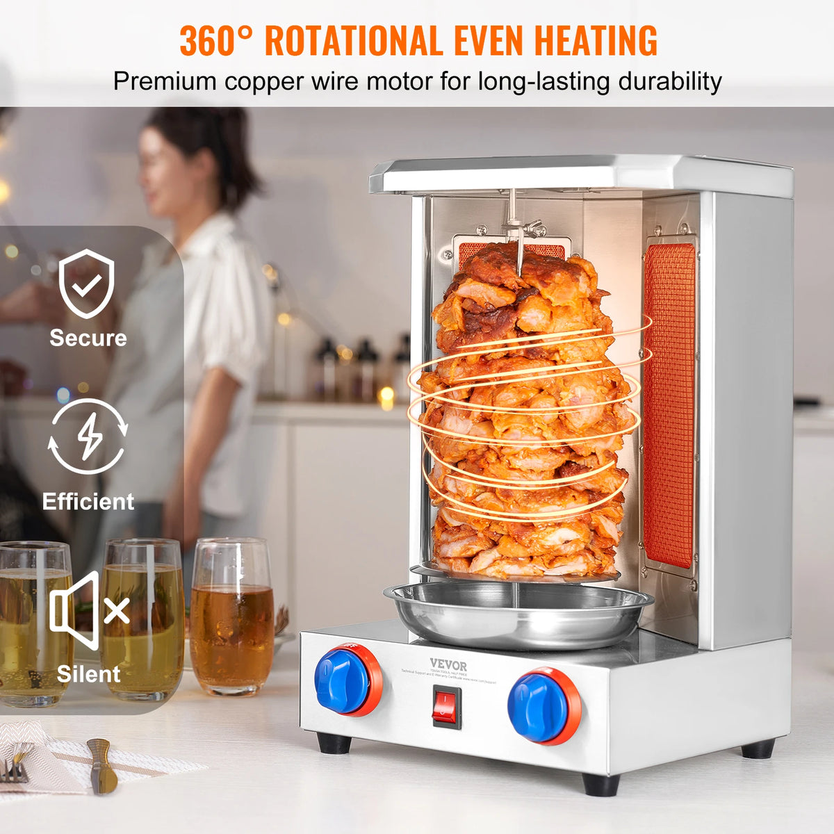 SucceBuy Gas Shawarma Grill Rotisserie for Gyro and Doner Kebab