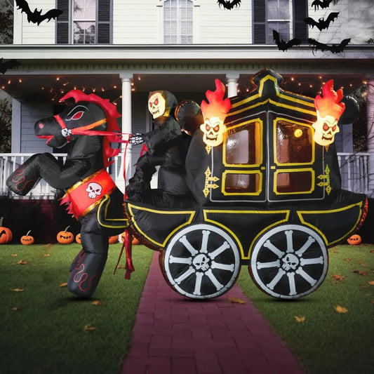 Joyfy Halloween Inflatable Carriage With Built In Led Lights