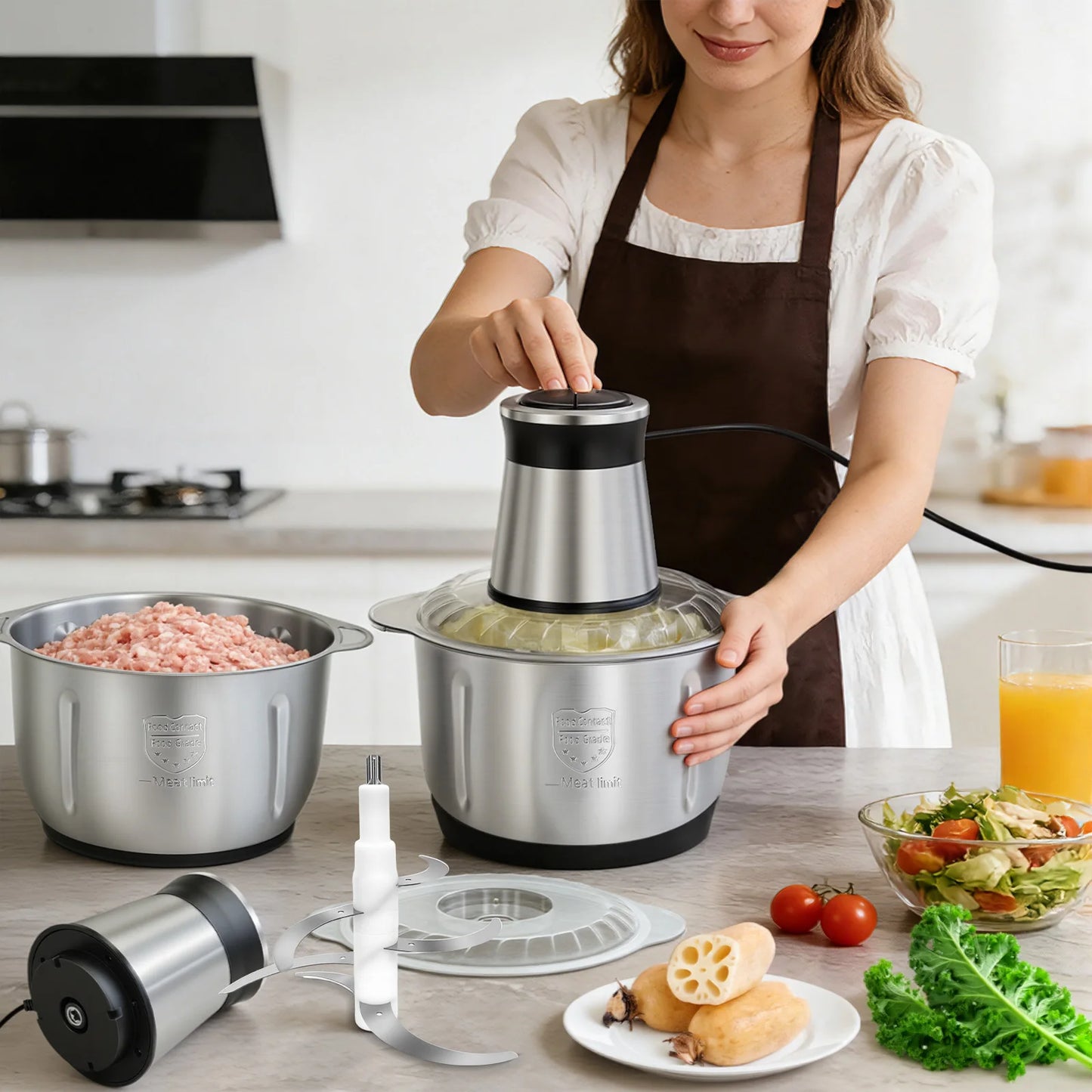 Lalayuan Electric Meat Grinder Kitchen Vegetable Chopper