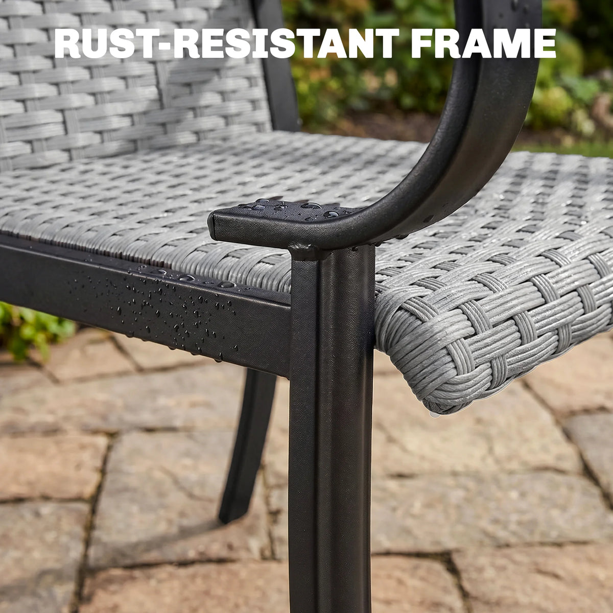 Gray Set of 4 Outdoor Wicker Armrest Dining Chairs Rattan Patio Dining Seats for Garden Backyard Porch Leisure Dining
