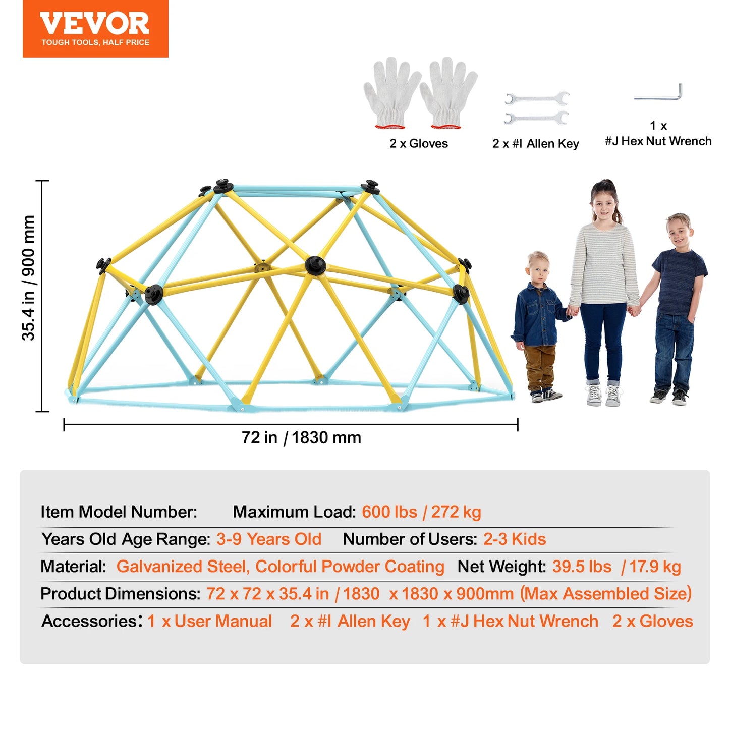 SucceBuy Outdoor Climbing Dome With Hammock And Swing Playset