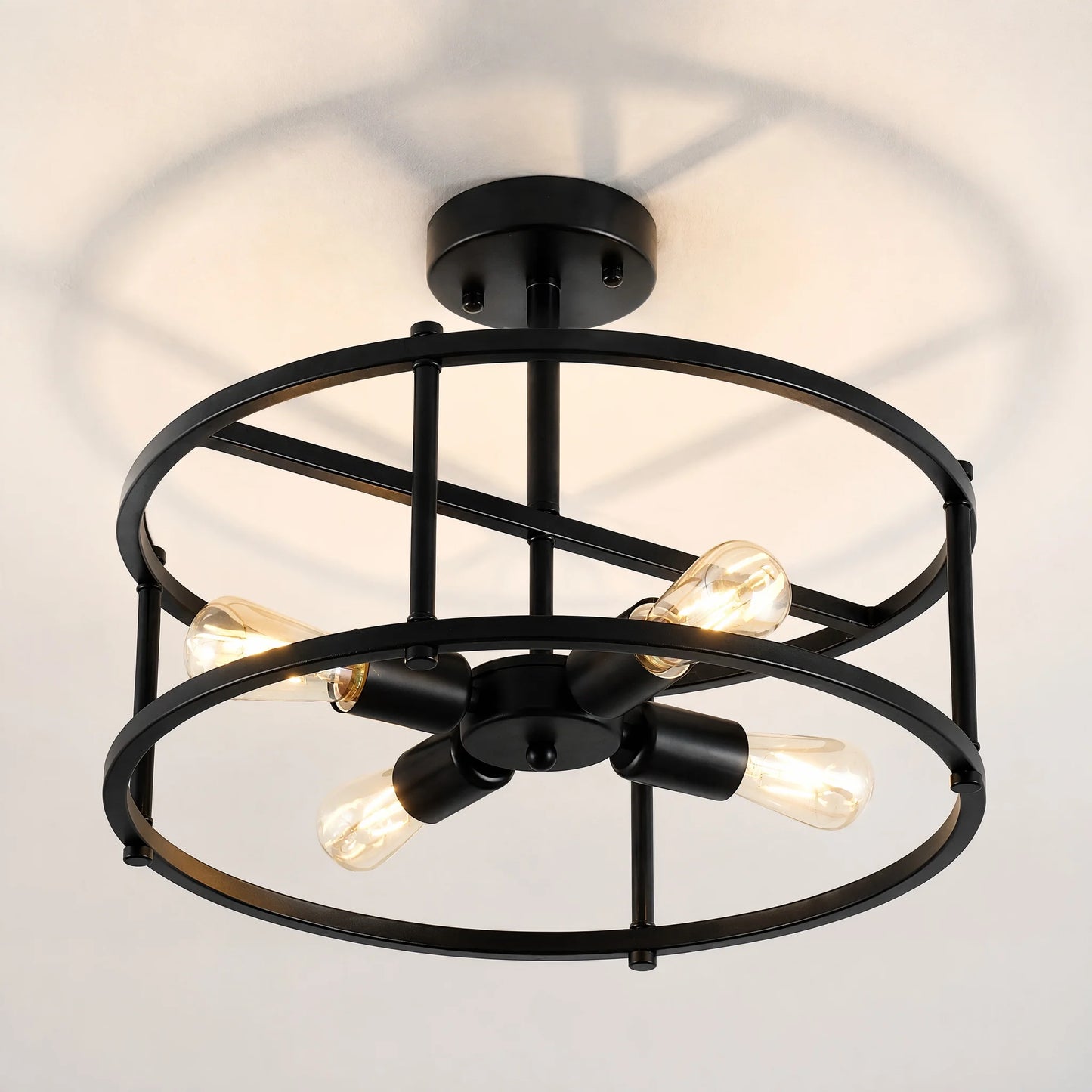 ARLGSTE Four Light Farmhouse Industrial Semi Flush Mount Ceiling Light
