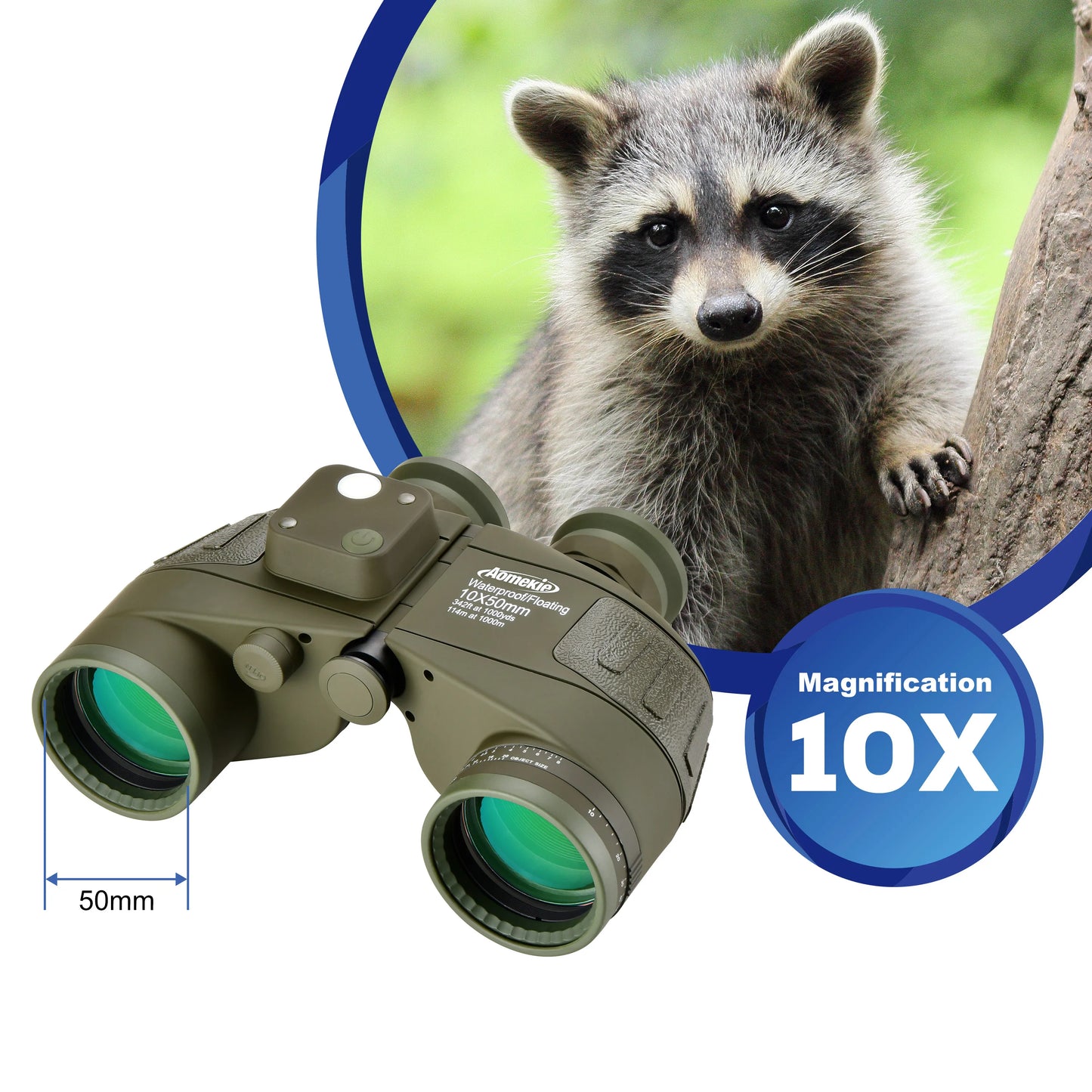 Marine Binoculars With Rangefinder And Compass BAK4 Prism Waterproof
