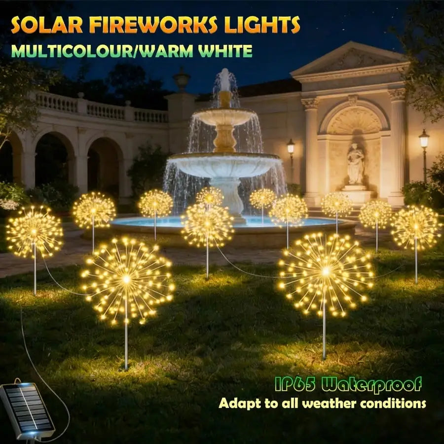 Solar Powered LED Firework Garden Lights Eight Modes IP65 Rated