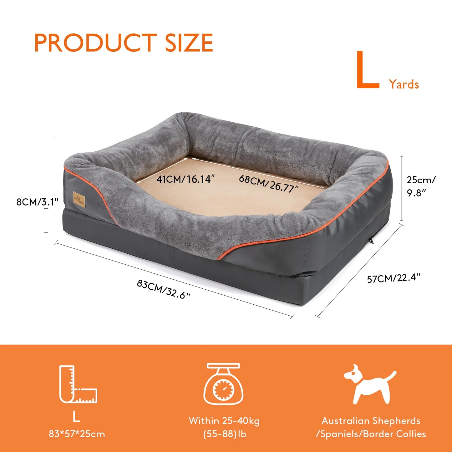 Bingopaw Waterproof Dog Bed With Removable Washable Fleece Cover