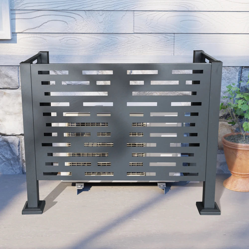 4ftx2ft Air Conditioner Fence for Outdoor Units,Metal Privacy Fence Cover, Perfect to Conceal Air Conditioning Units,3- Fence Panels