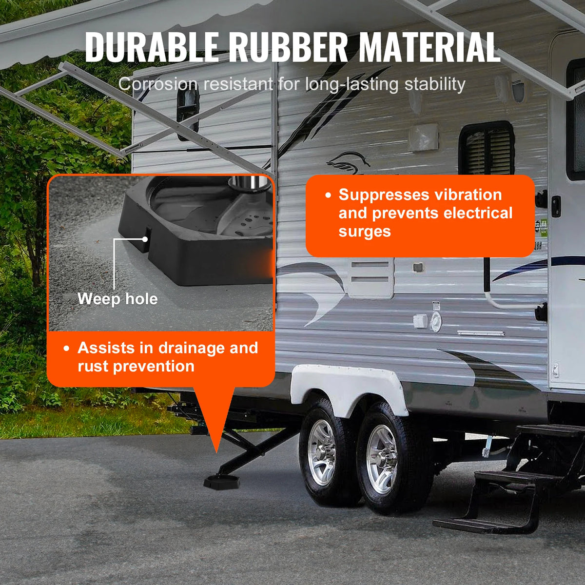 SucceBuy RV Leveling Pads Round Landing Feet Permanent Attached Jack Stabilizers Rubber  Travel Trailers Class A/C Motorhome